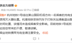 
        		杭州地铁1号线充电宝自燃 300人下车 官方回应 !	